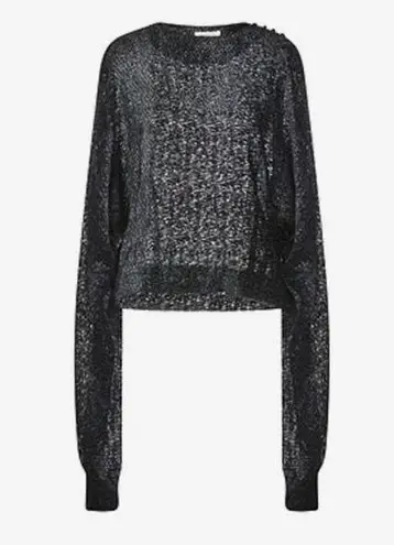 The Attico Woven Long Sleeve Blouse Black size 8