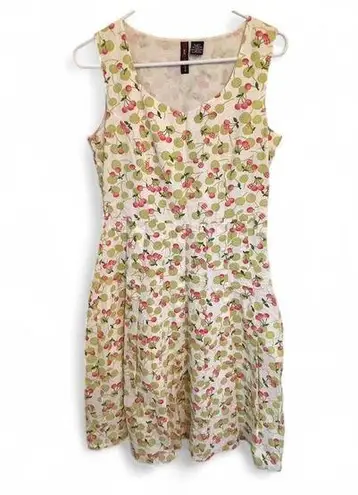 Tease Sleeveless White Pink Green Cherry Cotton Dress Sz 8