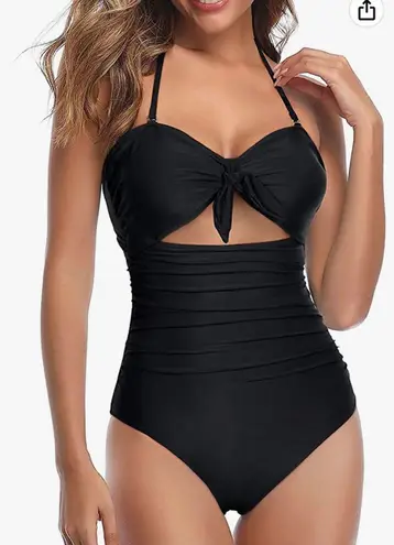 Tempt Me Women Sexy Cutout One Piece Swimsuits Tummy Control High Waisted Halter Front Tie Knot Bathing Suit