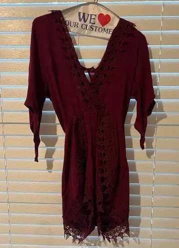 Maroon Papaya Lace Romper Purple