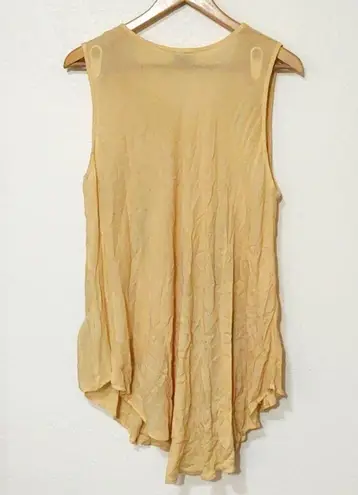 California Woman Rayon Hand Painted One Size Sleeveless Tunic Yellow