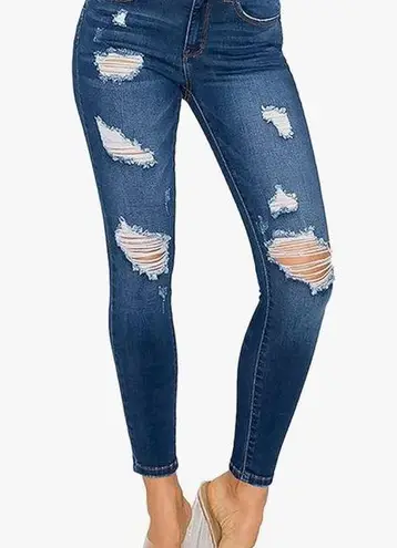Wax Jean Wax Jeans Butt I Love You Stretch Distressed Denim Skinny Sz 15 Med Wash Hi-Rise