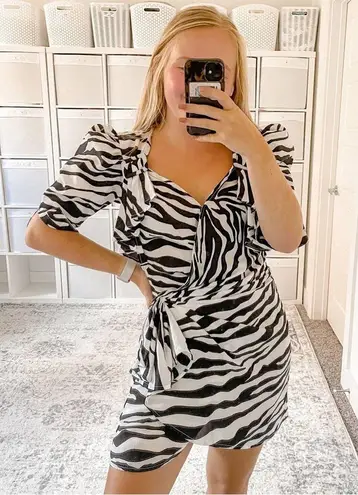 NEW THE ATTICO PAT ZEBRA PRINT MINI DRESS Size M