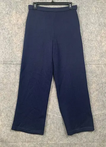 St. John Collection Womens Size 4 Santana Knit Wool Blend Wide-Leg Pant Navy