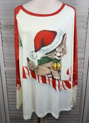 Women's Christmas Kitten Long Sleeve Tee