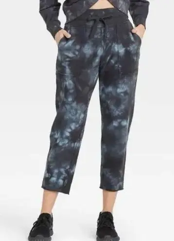JoyLab  Blue and Gray Tie Dye Crop Athleisure Pants Small - Image 1