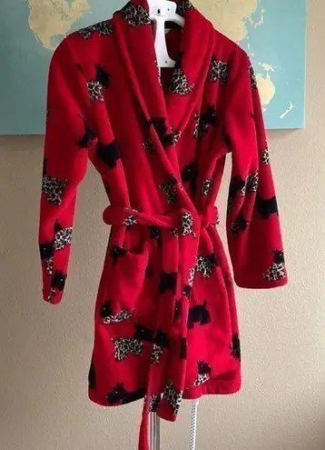 Cute puppies in leopard outfits fluffy robe Red