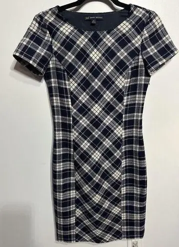 Brooks Brothers 346 Sheath Dress Blue White Check Wool Classic Career Size 2