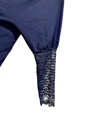 Women's navy blue long sleeve lace trim tunic shirt in size XL