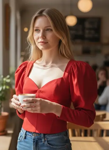 ZARA NWOT  Stunning Intense Red Puff Sleeve Crop Top - Elegant & Bold - Size S - Image 1