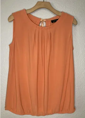 Melissa Paige Womens Top Large Sleeveless Rounded Neckline Key Hole Ribbon Tie