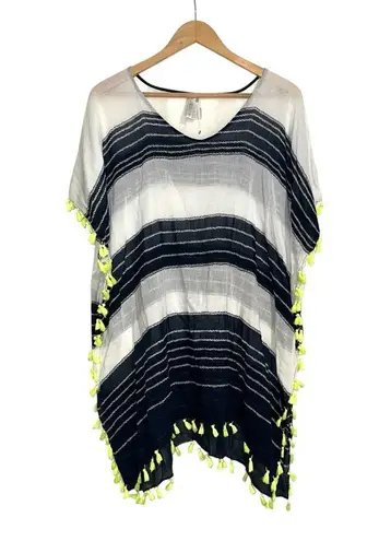 Seafolly Striped Short Navy and White V-Neck Cover-Up ONE SIZE