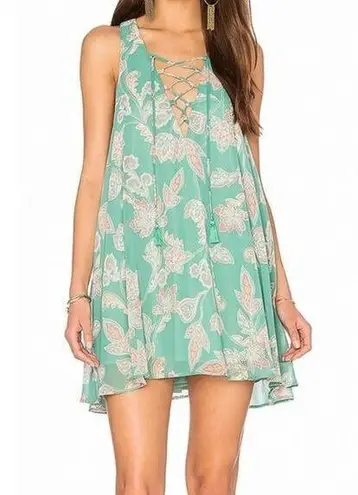 Show Me Your Mumu  Rancho Mirage Lace Up Mini Shift Dress Jadely Paisley