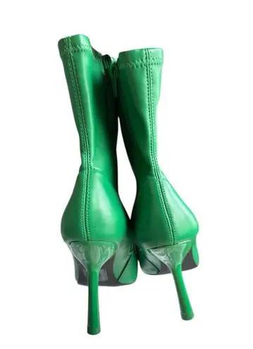 Forever21 Green Faux Leather Pointed Toe Stiletto Heel Ankle Boots Size 5.5