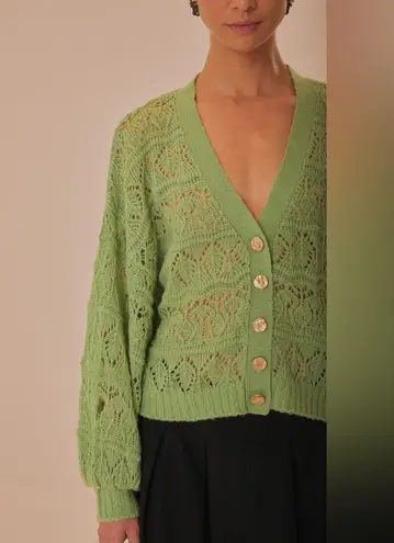 Farm Rio Green Textured Knit Cardigan M