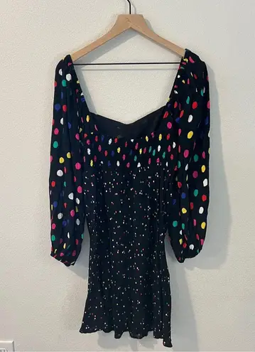 RIXO x Target Multicolor Polka Dot Long Sleeve Sweetheart Swing Dress Size 14 Black