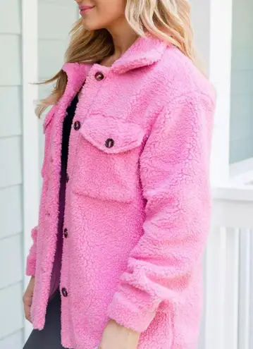 Pink Lily Pink Sherpa Shacket