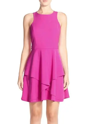 Adelyn Rae Gabardine Ruffle Fit and Flare Dress
