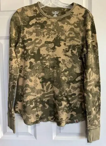 Carhartt  Camo Waffle Shirt Long Sleeve Thermal Crew WK054 Women's Medium M 8/10