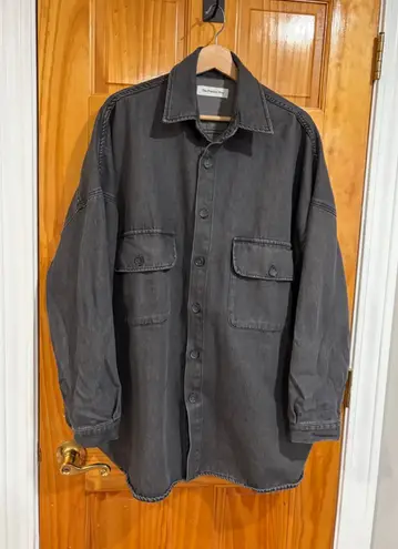 The Frankie Shop Dallas Oversized Denim Overshirt Dark Grey 100% Cotton XXXS/XSS