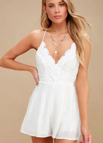Lulus Star Spangled Ivory Backless Lace Romper