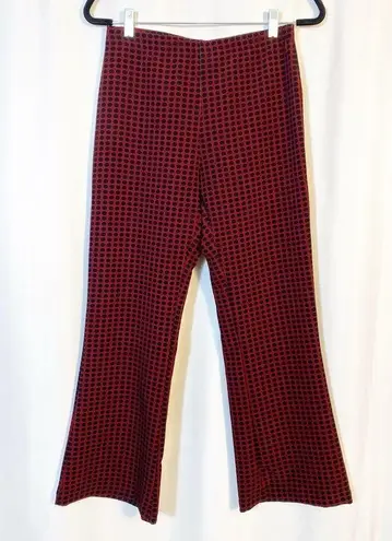 Alembika Dynamite Days Dynamo Flare Leg Cropped Pants Brick Red Black Polka Dot Size 8
