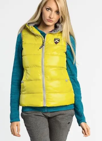 American Eagle Outfitters Women’s Down Puffer Yellow Zipped Hoodie Jack Vest M