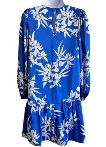 Alexis for Target Blue Floral Print Swing satin Mini dress size S
