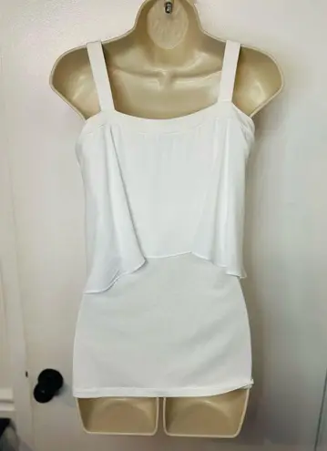 Patrizia Luca Women’s White Sleeveless Layered Ruffle Top Elegant & Versatile S