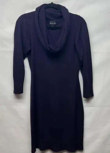 Connected Apparel Connected Cowl Neck Women's Purple Sweater Dress Size Large Bodycon 3/4 Sleeve