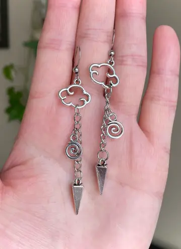 Handmade funky grunge punk street style swirl cloud spiky unisex chain dangle earrings ⭐️🍃🌀