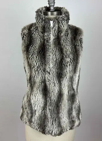 Kristen Blake White Faux Fur Zip Front Reversible Puffer Vest Size Small Brown