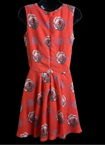 Maison Jules Hibiscus Bloom Combo Pink Sleeveless Floral Fit & Flare Mini Dress