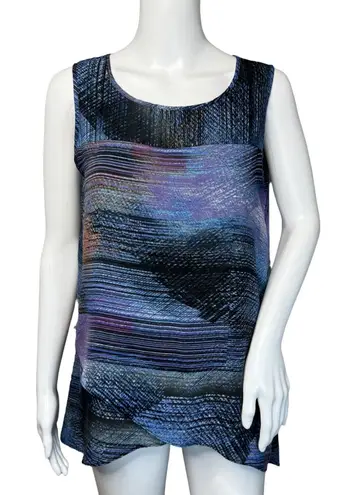 Cable & Gauge Shirt Womens Small Blue Purple Watercolor Artsy Casual Lagenlook