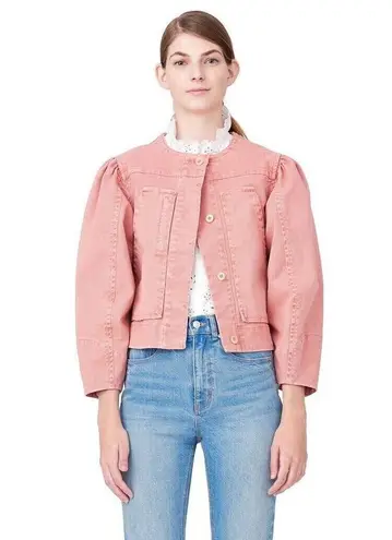 Rebecca Taylor NEW la vie Size M Garment Dyed Twill Jacket Cenelle Pink $295