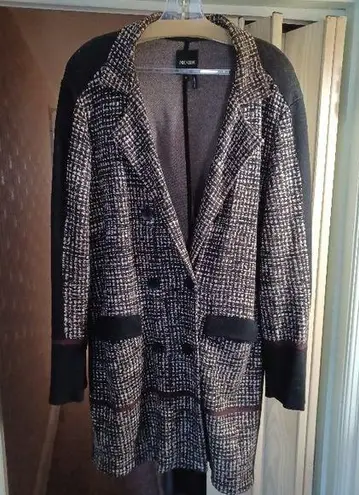 Nic+Zoe Knit Long Brown patterned Duster Cardigan Sweater Jacket XL