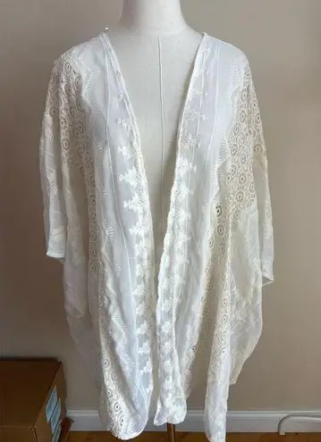 Haptics Women's Boho White Cream Lace Cardigan Kimono sz 3X