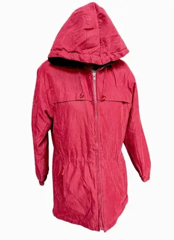 Larry Levine Sport Winter Hooded Jacket Red Size Small