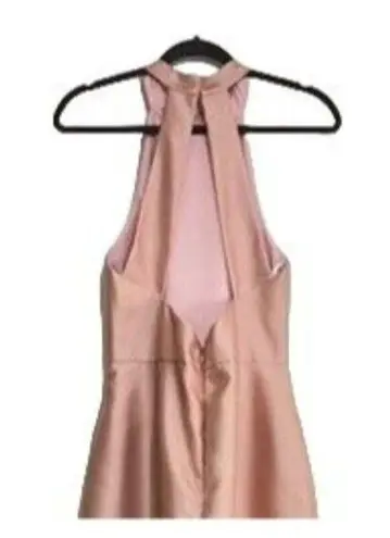 Alfred Sung NWT High Neck Halter Satin Pockets Maxi Dress 18 Toasted Sugar Pink