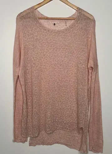 Rebecca Taylor Pink Leopard Linen Blend Sweater Size Large