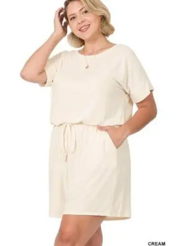 Zenana Outfitters Cream Short Sleeve Shorts Romper M