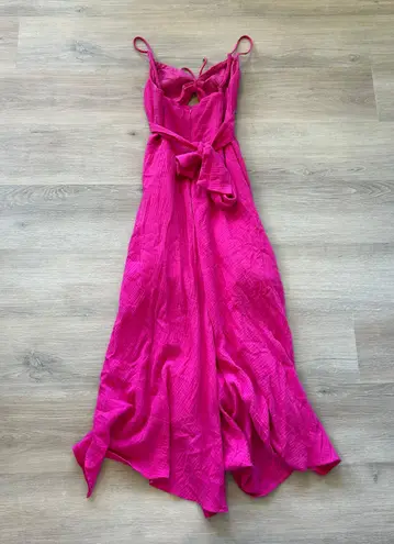 Selfie Leslie Twin Flame Drawstring Bust Midi Dress in Hot Pink