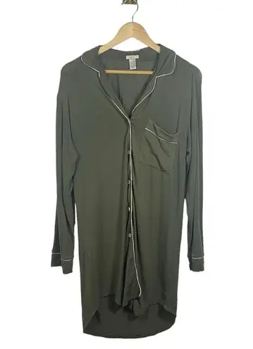 Eberjay Eberjey Gisele Tencel Modal Sleep Shirt in Olive Green/Rose Size XS