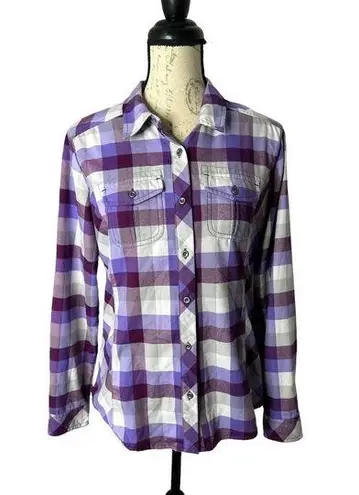 Cabela's  Womens Size Petite Small‎ Purple Plaid Shirt Thick Lined Button Front