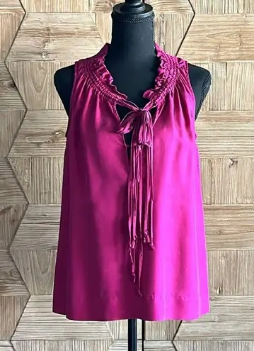 Marc by Marc Jacobs  Woman’s Silk Blouse Small Fuschia Sleeveless Tank Smocked