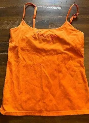 Victoria's Secret  Vintage Tank Top Y2K Sexy Print Orange Small Layering