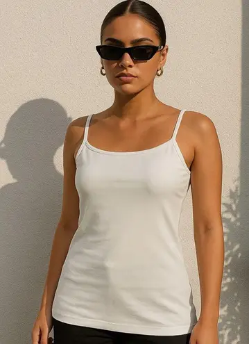 Maidenform Sleek White Shaping Tank Top Cami Size Large Stretch Nylon Spandex