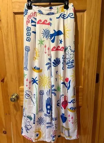 Peach brand Graffic Style wide leg pants women’s Medium NWT White