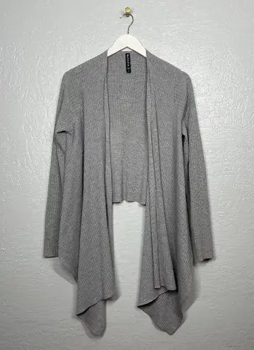 Athleta Women L Light Gray Solstice Wrap Merino Wool Cardigan Open Front Drape