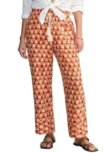 Faherty Orange Pacific Beach Linen Pants Patterned Summer Vacation Comfy XS